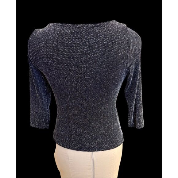 Xscape Sparkle Top Black Medium  3/4 Sleeves Pullover Occasion Party NYE - Picture 4 of 11